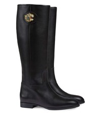 schwarze kniehohe Stiefel aus Leder von Gucci