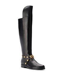 schwarze kniehohe Stiefel aus Leder von Versace