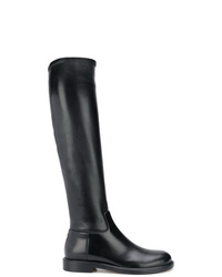 schwarze kniehohe Stiefel aus Leder von Valentino