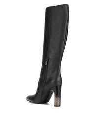 schwarze kniehohe Stiefel aus Leder von Bottega Veneta