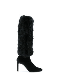 schwarze kniehohe Stiefel aus Pelz von Giuseppe Zanotti Design
