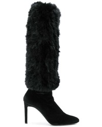 schwarze kniehohe Stiefel aus Pelz von Giuseppe Zanotti Design