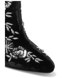 schwarze kniehohe Stiefel aus Samt von Saint Laurent