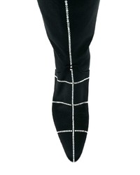 schwarze kniehohe Stiefel aus Satin von Nina Ricci