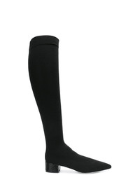 schwarze kniehohe Stiefel aus Satin von Rene Caovilla