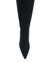 schwarze kniehohe Stiefel aus Satin von Miu Miu