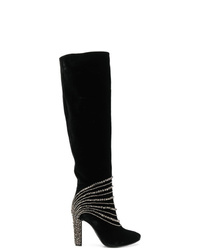 schwarze kniehohe Stiefel aus Wildleder von Alberta Ferretti