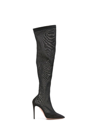 schwarze kniehohe Stiefel aus Wildleder von Aquazzura