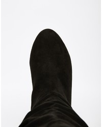schwarze kniehohe Stiefel aus Wildleder von Asos
