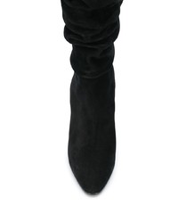 schwarze kniehohe Stiefel aus Wildleder von Manolo Blahnik