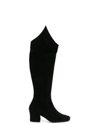 schwarze kniehohe Stiefel aus Wildleder von Dorateymur