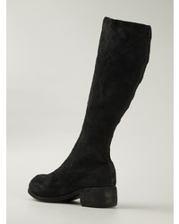 schwarze kniehohe Stiefel aus Wildleder von Guidi