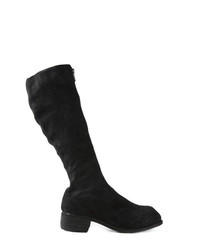 schwarze kniehohe Stiefel aus Wildleder von Guidi