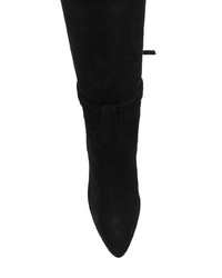 schwarze kniehohe Stiefel aus Wildleder von Aquazzura