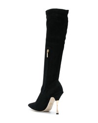 schwarze kniehohe Stiefel aus Wildleder von Dolce & Gabbana