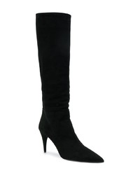 schwarze kniehohe Stiefel aus Wildleder von Prada