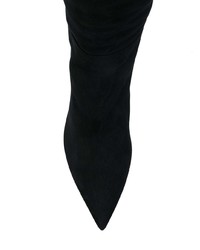 schwarze kniehohe Stiefel aus Wildleder von Prada