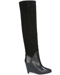schwarze kniehohe Stiefel aus Wildleder von Maison Margiela