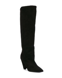 schwarze kniehohe Stiefel aus Wildleder von Saint Laurent