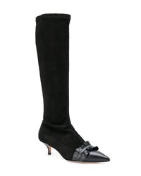 schwarze kniehohe Stiefel aus Wildleder von RED Valentino