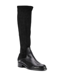 schwarze kniehohe Stiefel aus Wildleder von Bally