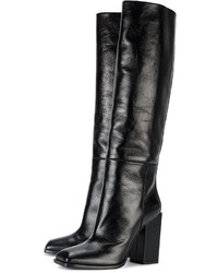 schwarze kniehohe Stiefel von Saint Laurent