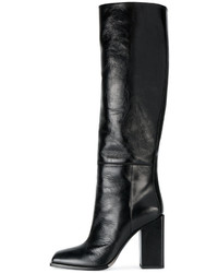 schwarze kniehohe Stiefel von Saint Laurent
