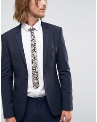 schwarze Krawatte mit Blumenmuster von Asos