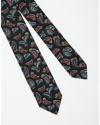 schwarze Krawatte mit Paisley-Muster von Reclaimed Vintage