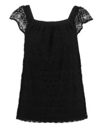 schwarze Kurzarmbluse aus Spitze von Comma