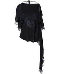 schwarze Kurzarmbluse aus Spitze von Givenchy
