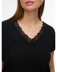 schwarze Kurzarmbluse aus Spitze von Vero Moda Curve
