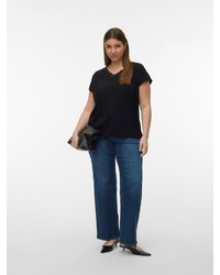 schwarze Kurzarmbluse aus Spitze von Vero Moda Curve