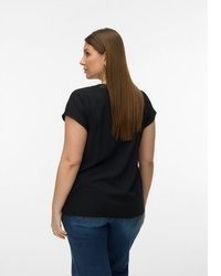schwarze Kurzarmbluse aus Spitze von Vero Moda Curve