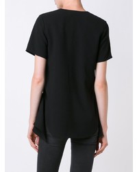 schwarze Kurzarmbluse von T by Alexander Wang