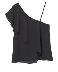 schwarze Kurzarmbluse von Mango