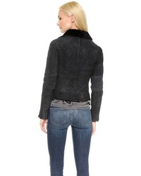 schwarze Lammfelljacke von J Brand