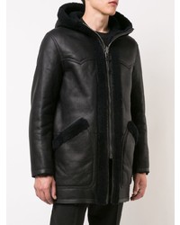 schwarze Lammfelljacke von Coach