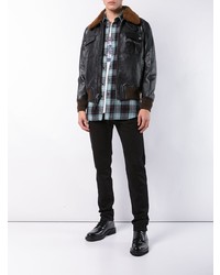 schwarze Lammfelljacke von Coach