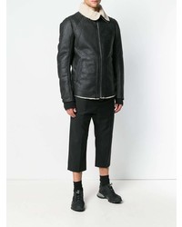 schwarze Lammfelljacke von Rick Owens