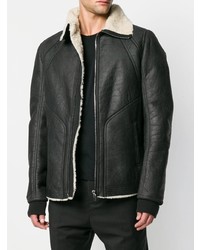 schwarze Lammfelljacke von Rick Owens