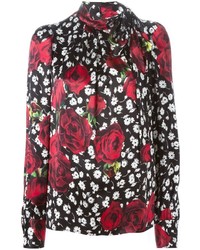 schwarze Langarmbluse mit Blumenmuster von Dolce & Gabbana