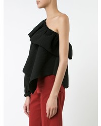 schwarze Langarmbluse mit Rüschen von Rachel Comey