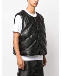 schwarze Leder ärmellose Jacke von ROUGH.