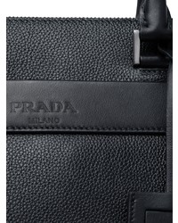 schwarze Leder Aktentasche von Prada