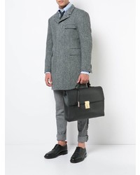 schwarze Leder Aktentasche von Thom Browne