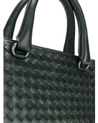 schwarze Leder Aktentasche von Bottega Veneta