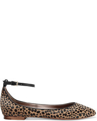 schwarze Leder Ballerinas mit Leopardenmuster von AERIN