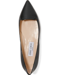 schwarze Leder Ballerinas von Jimmy Choo