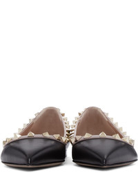 schwarze Leder Ballerinas von Valentino